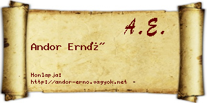 Andor Ernő névjegykártya